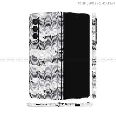 Dán Skin Galaxy Z Fold3 Vân Pattern Camo Urban Trắng | UVPT08
