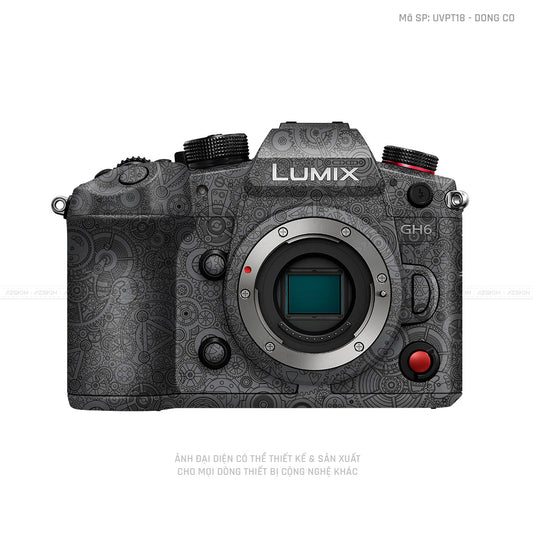 Dán Skin Máy Ảnh Lumix Vân Nổi Pattern Động Cơ Xám | UVPT18