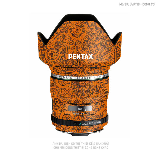 Dán Skin Ống Kính Pentax Vân Động Cơ Cam | UVPT18