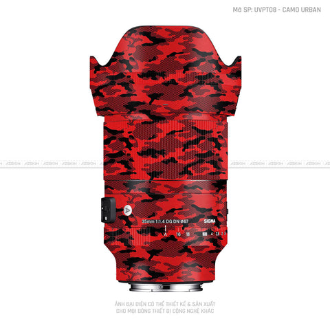 Dán Skin Ống Kính Sigma Vân Nổi Camo Urban Đỏ | UVPT08