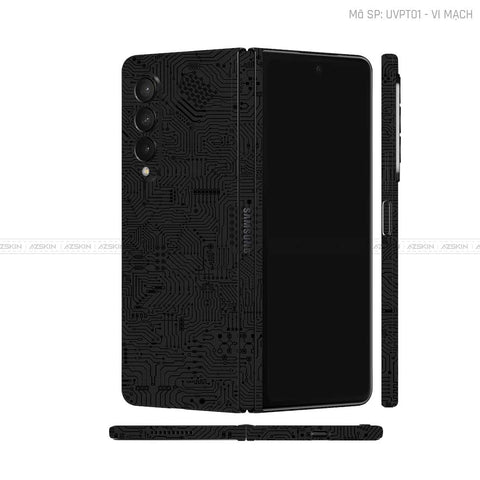 Dán Skin Galaxy Z Fold3 Vân Vi Mạch Đen | UVPT01