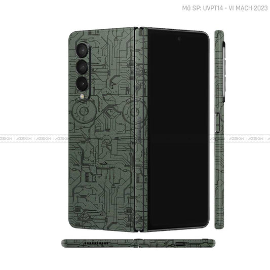 Dán Skin Galaxy Z Fold3 Vân Vi Mạch 2023 Xanh | UVPT14
