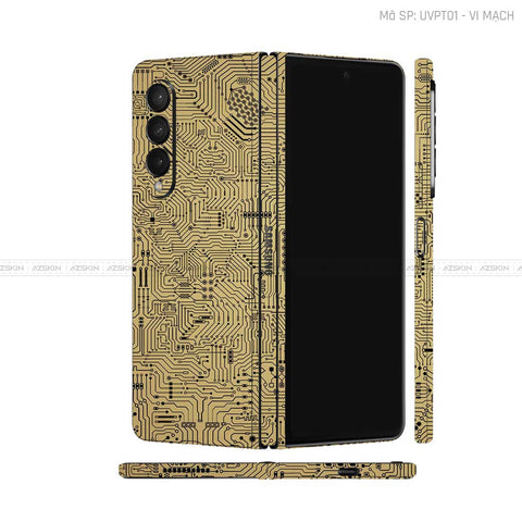 Dán Skin Galaxy Z Fold3 Vân Vi Mạch Vàng Đồng | UVPT01