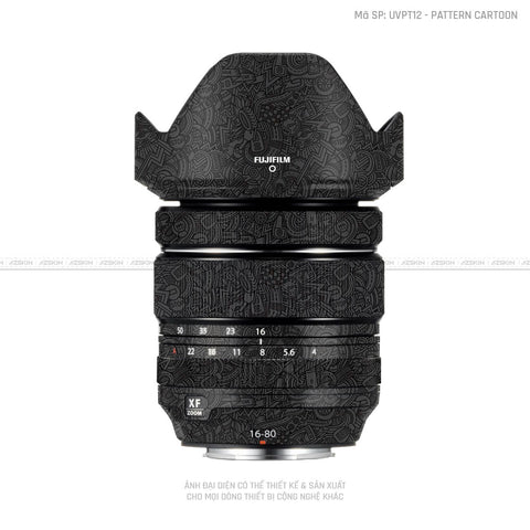 Dán Skin Ống Kính Fujifilm Vân Nổi Patern Cartoon Đen | UVPT12