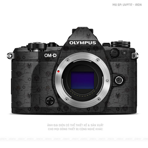 Dán Skin Máy Ảnh Olympus Vân Pattern IRonman Đen | UVPT17
