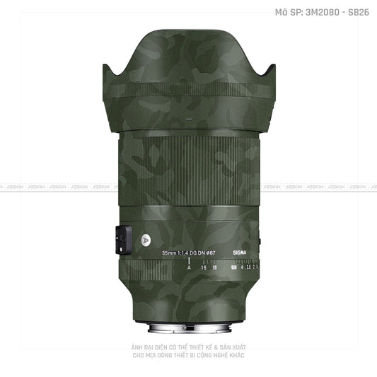 Dán Skin Ống Kính Sigma Vân Nổi Camo Xanh | SB26