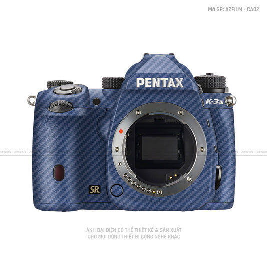 Dán Skin Máy Ảnh Pentax Vân Nổi Carbon Xanh  | AZFILM - CA02