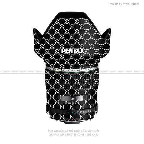 Dán Skin Ống Kính Pentax Vân Nổi Gucci Đen Trắng | UVPT03