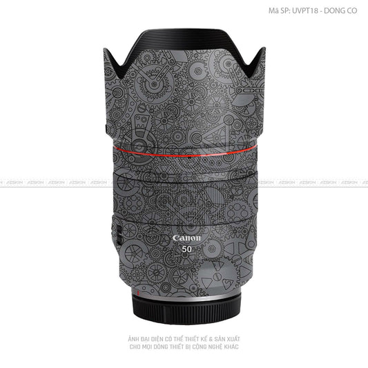 Dán Skin Ống Kính Canon Vân Nổi Động Cơ Xám | UVPT18
