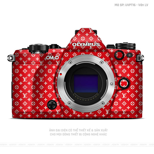 Dán Skin Máy Ảnh Olympus Vân Pattern LV Đỏ Trắng | UVPT16