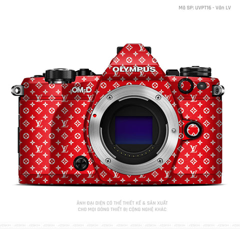 Dán Skin Máy Ảnh Olympus Vân Pattern LV Đỏ Trắng | UVPT16