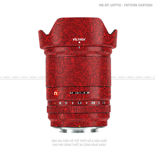 Dán Skin Ống Kính Viltrox Vân Nổi Pattern Cartoon Đỏ | UVPT12