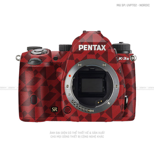 Dán Skin Máy Ảnh Pentax Vân Nổi Nordic Đỏ | UVPT02 - NORDIC