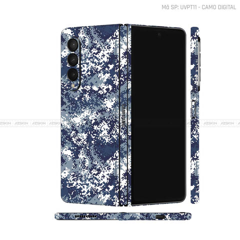 Dán Skin Galaxy Z Fold4 Vân Nổi Camo Digital Xanh | UVPT11