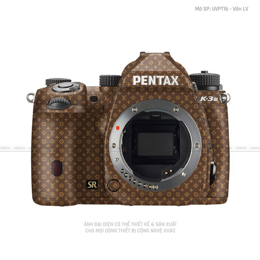 Dán Skin Máy Ảnh Pentax Vân Nổi Pattern LV Nâu | UVPT16