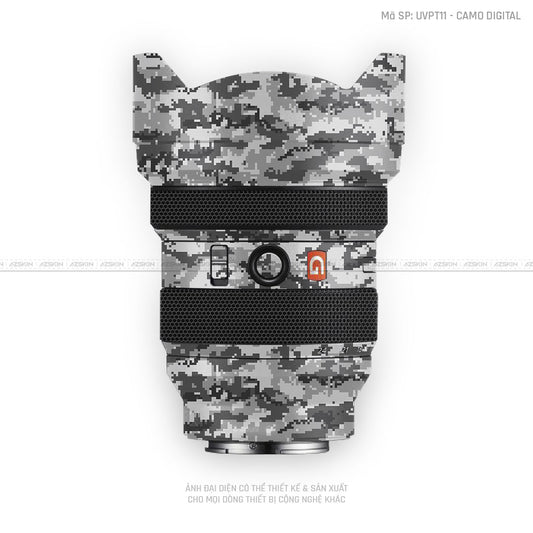 Dán Skin Ống Kính Sony Vân Nổi Pattern Camo Digital Xám | UVPT11