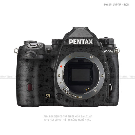 Dán Skin Máy Ảnh Pentax Vân Nổi Pattern Ironman Đen | UVPT17