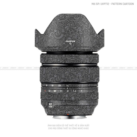 Dán Skin Ống Kính Fujifilm Vân Nổi Patern Cartoon Xám | UVPT12