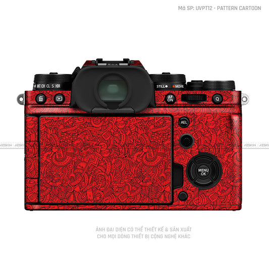 Dán Skin Máy Ảnh Fujifilm Vân Nổi Pattern Cartoon Đỏ | UVPT12