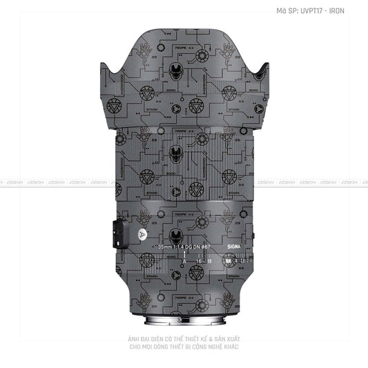 Dán Skin Ống Kính Sigma Vân Nổi Pattern Ironman Xám | UVPT17