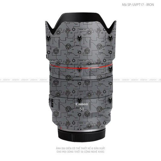 Dán Skin Ống Kính Canon Vân Nổi Pattern IRonman Xám | UVPT17