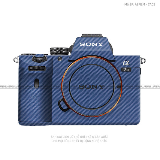 Dán Skin Máy Ảnh Sony Vân Carbon Xanh | AZFILM - CA02