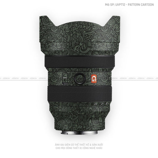 Dán Skin Ống Kính Sony Vân Nổi Pattern Cartoon Xanh | UVPT12