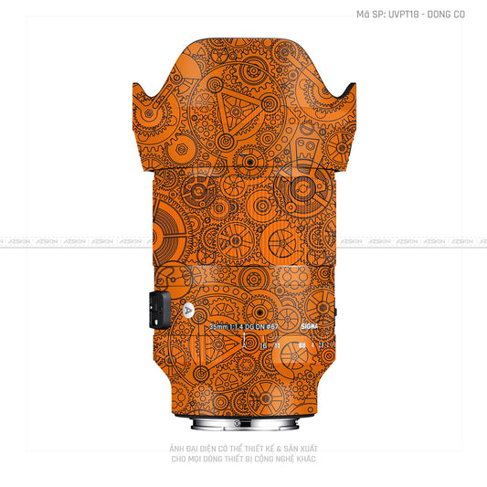 Dán Skin Ống Kính Sigma Vân Nổi Động Cơ Cam | UVPT18