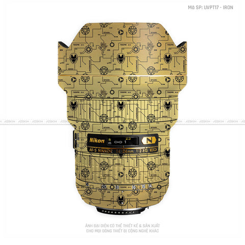 Dán Skin Ống Kính Nikon Vân Nổi Pattern Icon Vàng Đồng | UVPT17