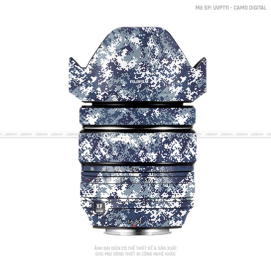 Dán Skin Ống Kính Fujifilm Vân Nổi Camo Digital Xanh | UVPT11
