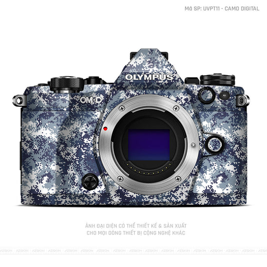 Dán Skin Máy Ảnh Olympus Vân Nổi Camo Digital Xanh Trắng | UVPT11