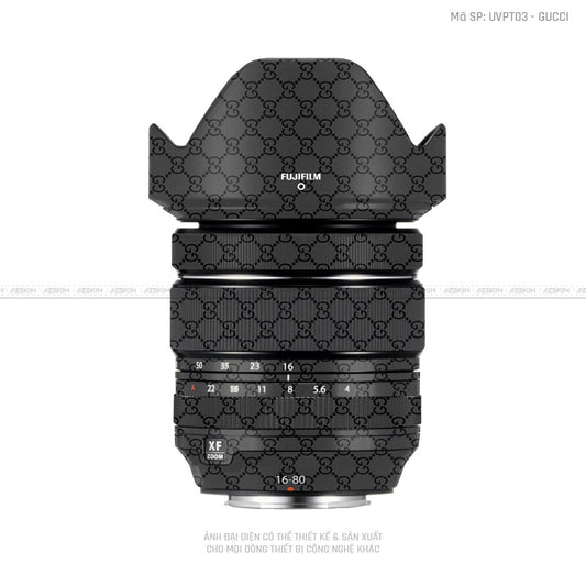 Dán Skin Ống Kính Fujifilm Vân Nổi Patern Gucci Đen | UVPT05