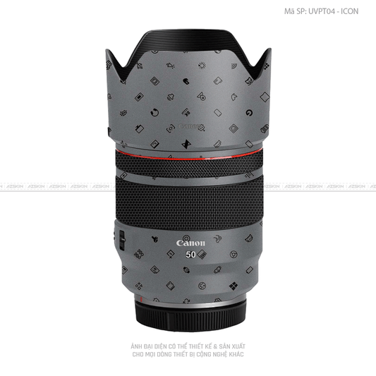 Dán Skin Ống Kính Canon Vân Nổi Pattern ICon Xám | UVPT04