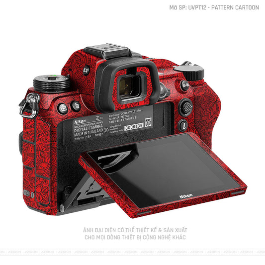 Dán Skin Máy Ảnh Nikon Vân Nổi Pattern Cartoon Đỏ | UVPT12