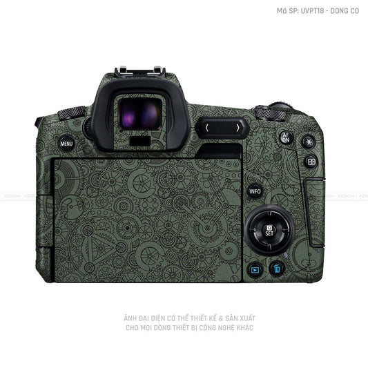 Dán Skin Máy Ảnh Canon Vân Nổi Pattern Động Cơ Vàng Xanh | UVPT18