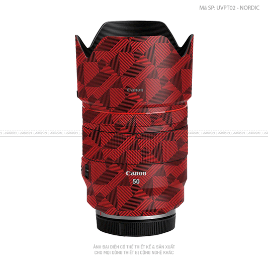 Dán Skin Ống Kính Canon Vân Nổi Nordic Đỏ | UVPT02