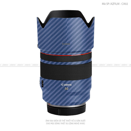 Dán Skin Ống Kính Canon Vân Nổi Carbon Xanh | AZFILM - CA02