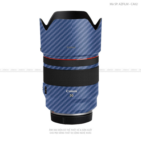 Dán Skin Ống Kính Canon Vân Nổi Carbon Xanh | AZFILM - CA02