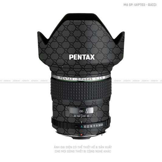 Dán Skin Ống Kính Pentax Vân Nổi Gucci Đen | UVPT03