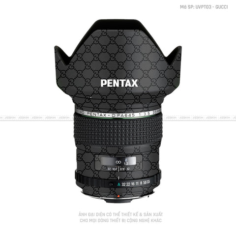 Dán Skin Ống Kính Pentax Vân Nổi Gucci Đen | UVPT03