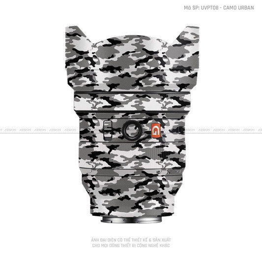 Dán Skin Ống Kính Sony Vân Nổi Camo Urban Trắng | UVPT08