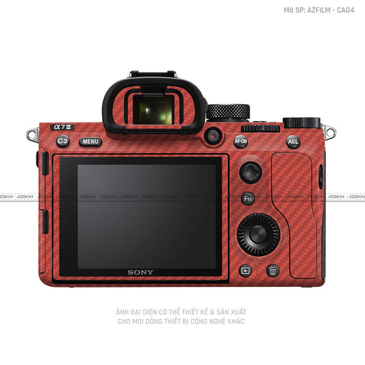 Dán Skin Máy Ảnh Sony Vân Carbon Đỏ | AZFILM - CA04