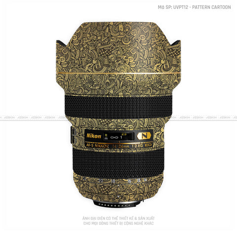 Dán Skin Ống Kính Nikon Vân Nổi Pattern Cartoon Vàng | UVPT12