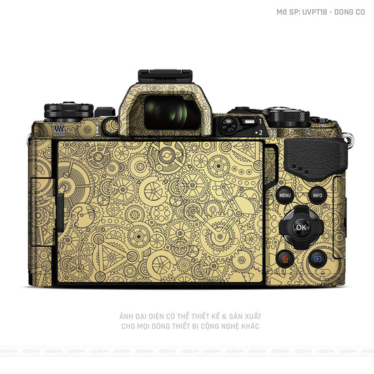 Dán Skin Máy Ảnh Olympus Vân Nổi Động Cơ Vàng | UVPT18