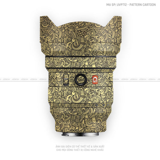 Dán Skin Ống Kính Sony Vân Nổi Pattern Cartoon Vàng Đồng | UVPT12