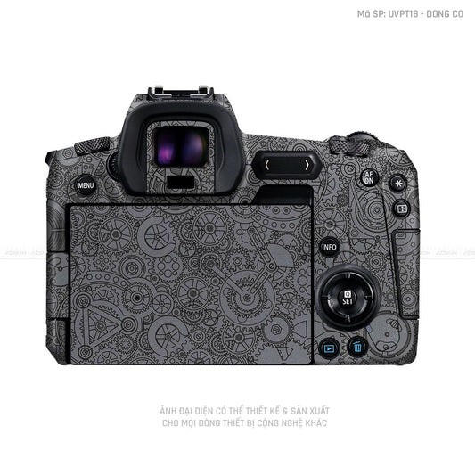 Dán Skin Máy Ảnh Canon Vân Nổi Pattern Động Cơ Vàng Xám | UVPT18