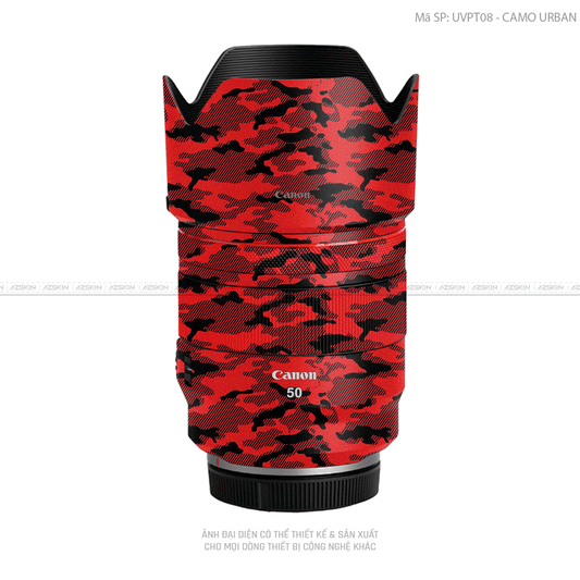Dán Skin Ống Kính Canon Vân Nổi Camo Urban Đỏ | UVPT08