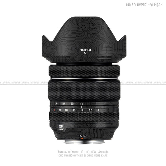 Dán Skin Ống Kính Fujifilm Vân Nổi Vi Mạch Đen | UVPT01