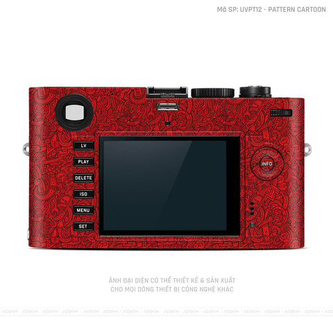 Dán Skin Máy Ảnh Leica Vân Pattern Cartoon Đỏ | UVPT12