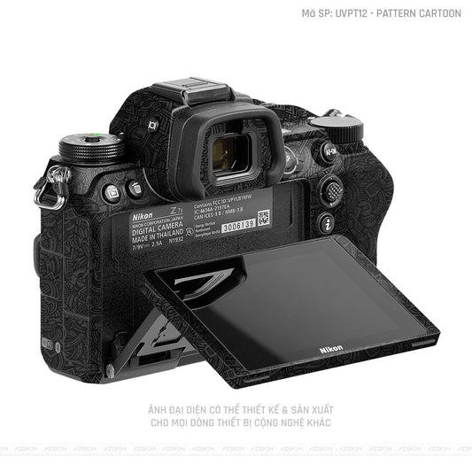 Dán Skin Máy Ảnh Nikon Vân Nổi Pattern Cartoon Đen | UVPT12
